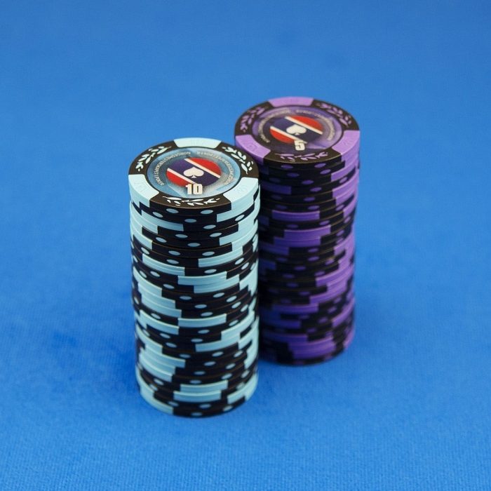 Chips sjetonger Norgesmesterskapet i Poker homegame stack valør 5 og 10