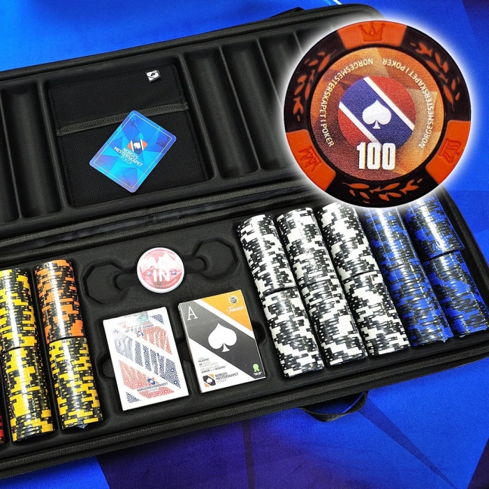 Poker koffert Deluxe, NM i poker, 500 sjetonger