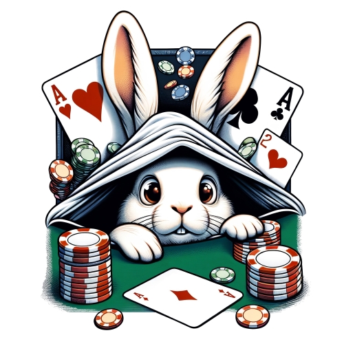 Trykkmotiv for t-skjorte med poker-motiv "Rabbit hunting"